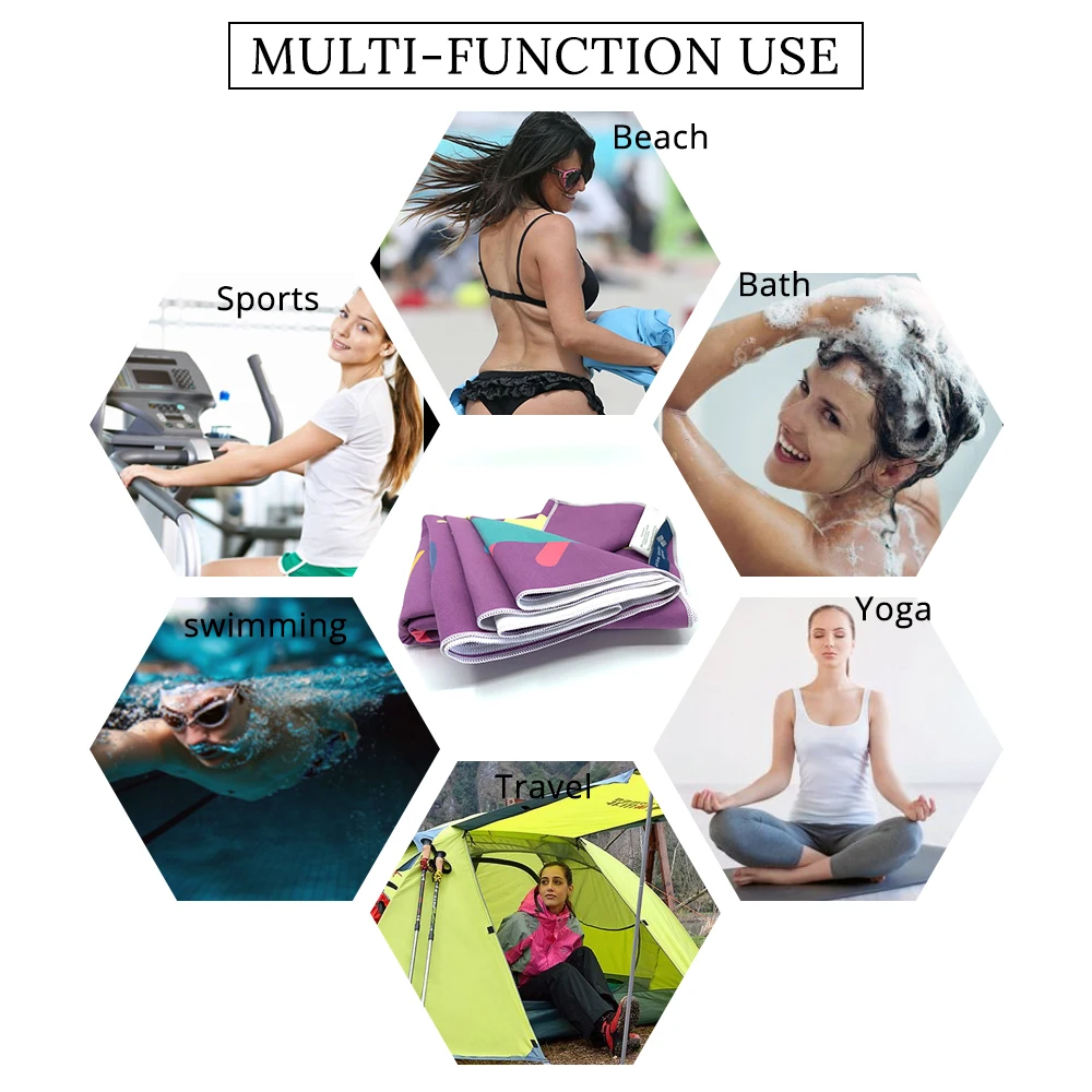 Пляжное полотенце Zipsoft из микрофибры быстросохнущее спортивное большого размера
