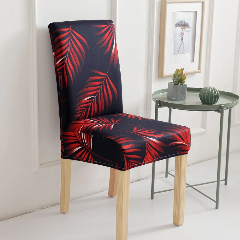 Красный лист шаблон чехол для кресла спандекс кухня Slipcover Съемный Анти-грязный