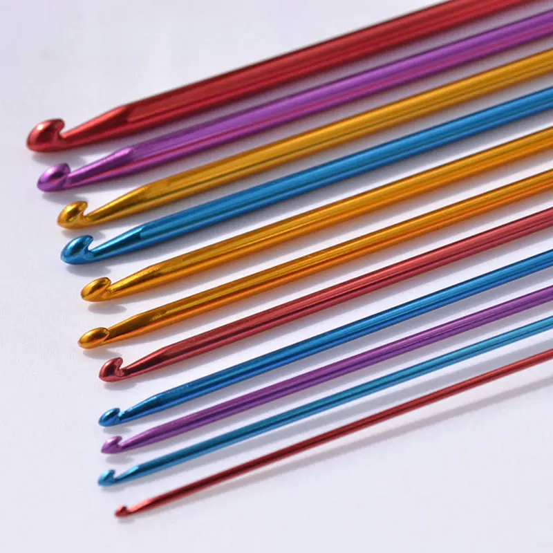 Многоцветный алюминиевый набор крючков для вязания 2 мм-8 мм 11 шт. Набор вязаных