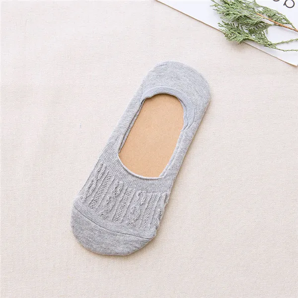 Новые женские носки теплые Удобные однотонные невидимые носки женские короткие носки-тапочки осенние тонкие нескользящие носки-башмачки 6A0917 - Цвет: Серый