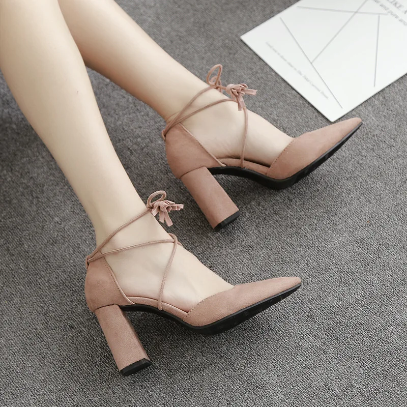 Harga Baru Wanita Tinggi Heel Pumps Polos Modis Seksi Pesta Sepatu Flock Tipis Heel Renda Hingga Pernikahan Tumit Merek Ruideng Tinggi Kualitas 8.2 CM