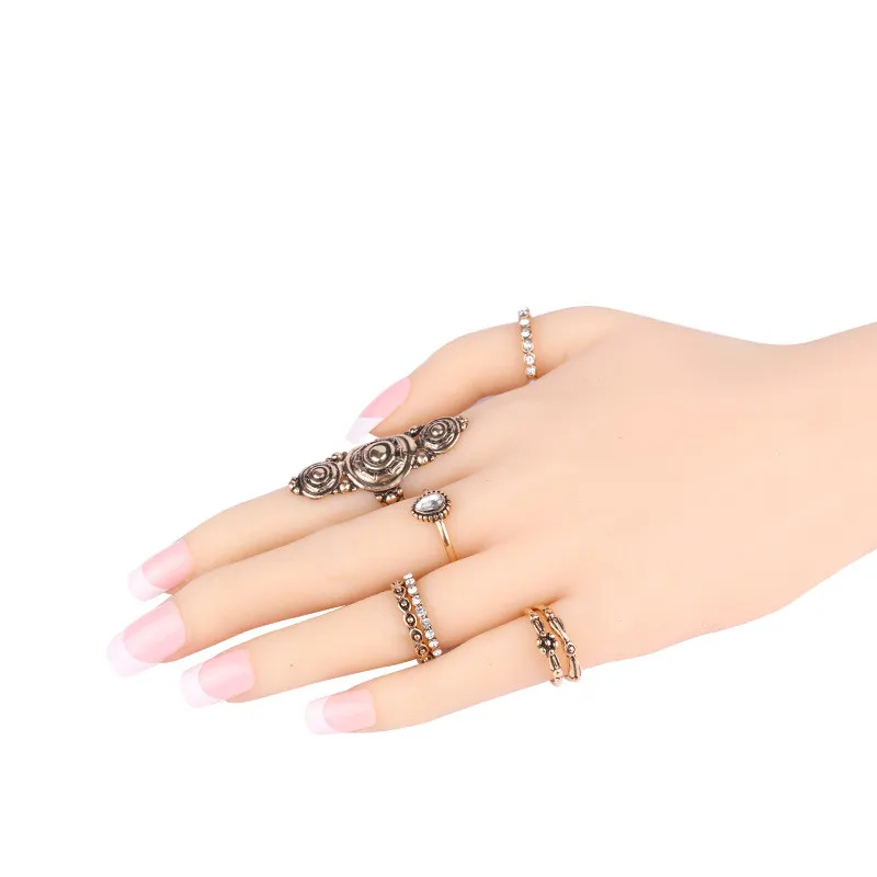 Винтажные кольца с цветами для женщин 7 шт./компл. золотистого цвета Бохо летние