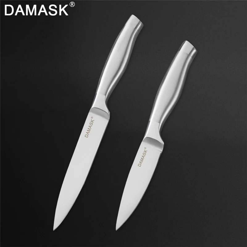 2 PCS Sets Дамасские наборы шеф-ножей из нержавеющей стали, кухонный нож, нож для приготовления мяса, рыбы, фруктов, нож для очистки овощей, кухонная утварь - Цвет: 2 PCS Sets