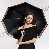 2pcslot free ox flexible fiberglass windproof 5times black coating anti uv parasol compact pocket folding mini rainbow umbrella