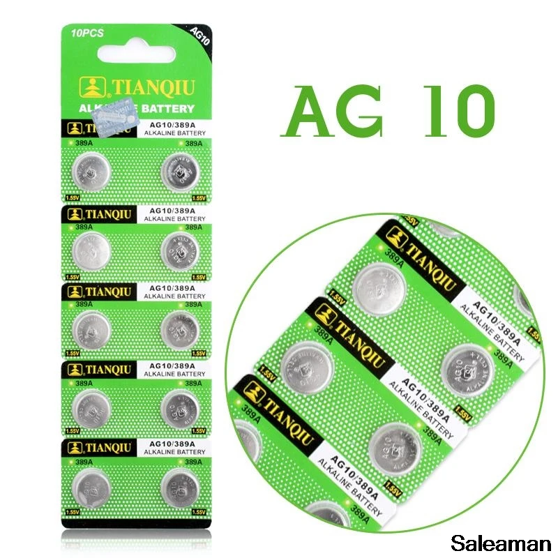 Saleaman 10 шт. AG10 часы Батарея 1 55 V LR54 LR1130 L1131 389 189 щелочные батареи таблеточного монета