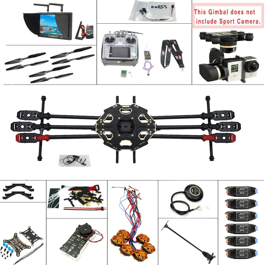 F07807-H JMT DIY 2,4G 10CH PX4 gps 5,8G FPV 680PRO RC Hexacopter в разобранном виде полный комплект ARF без аккумулятора RC Drone MINI3D Pro Gimbal