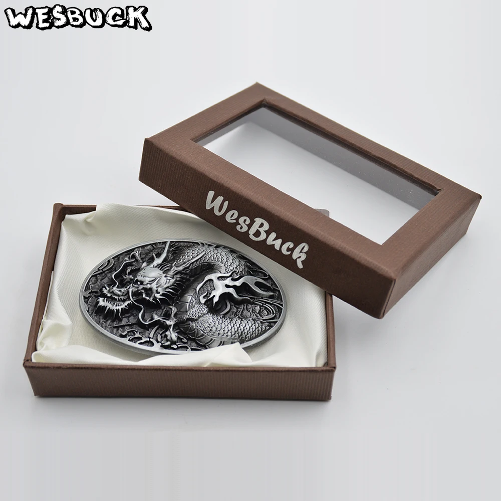 WesBuck новый высококачественный мужской ремень с 3D драконом пряжкой головы для 4 см