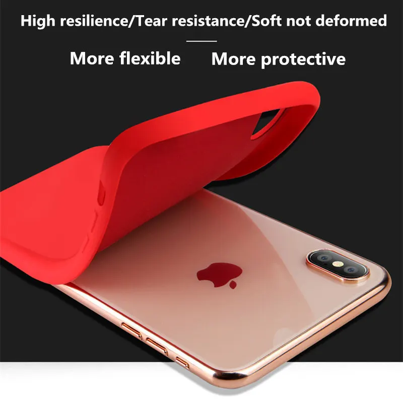 Liquid Silicone Case for iPhone 7 7plus 8 6 6s Xs Max Gel Rubber Phone Cover Protective XR X XS Coque | Мобильные телефоны и
