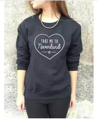 

TAKE ME TO NEVERLAND Letters Sweatshirt Casual Harajuku Jumper Long Sleeve Tops Crewneck Fashion Clothing Hoodies Drop Ship