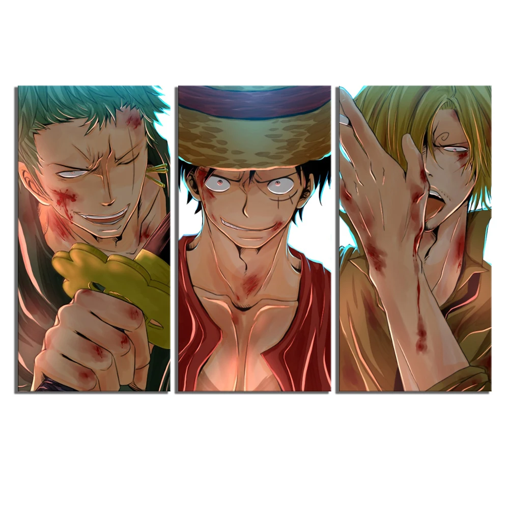 3 шт. HD мультипликационные картины фаната Luffy & zoro sanji цельный аниме постер комикс