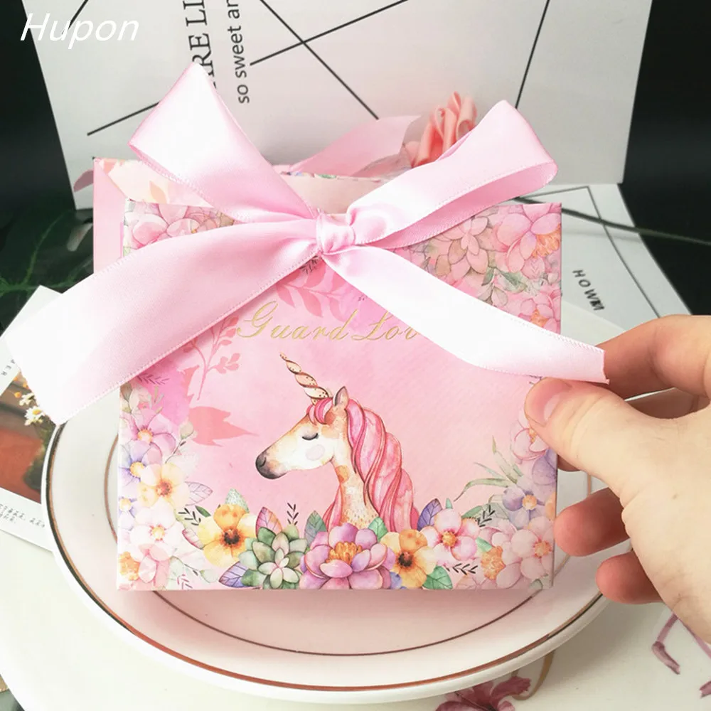 50 шт мультфильм подарок с Unicorn сумки квадратная коробка для конфет вечеринки