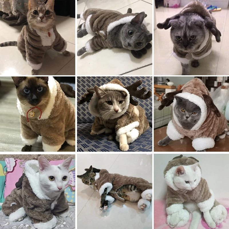 Зимняя утолщенная одежда для домашних животных котов кошек теплые флисовые