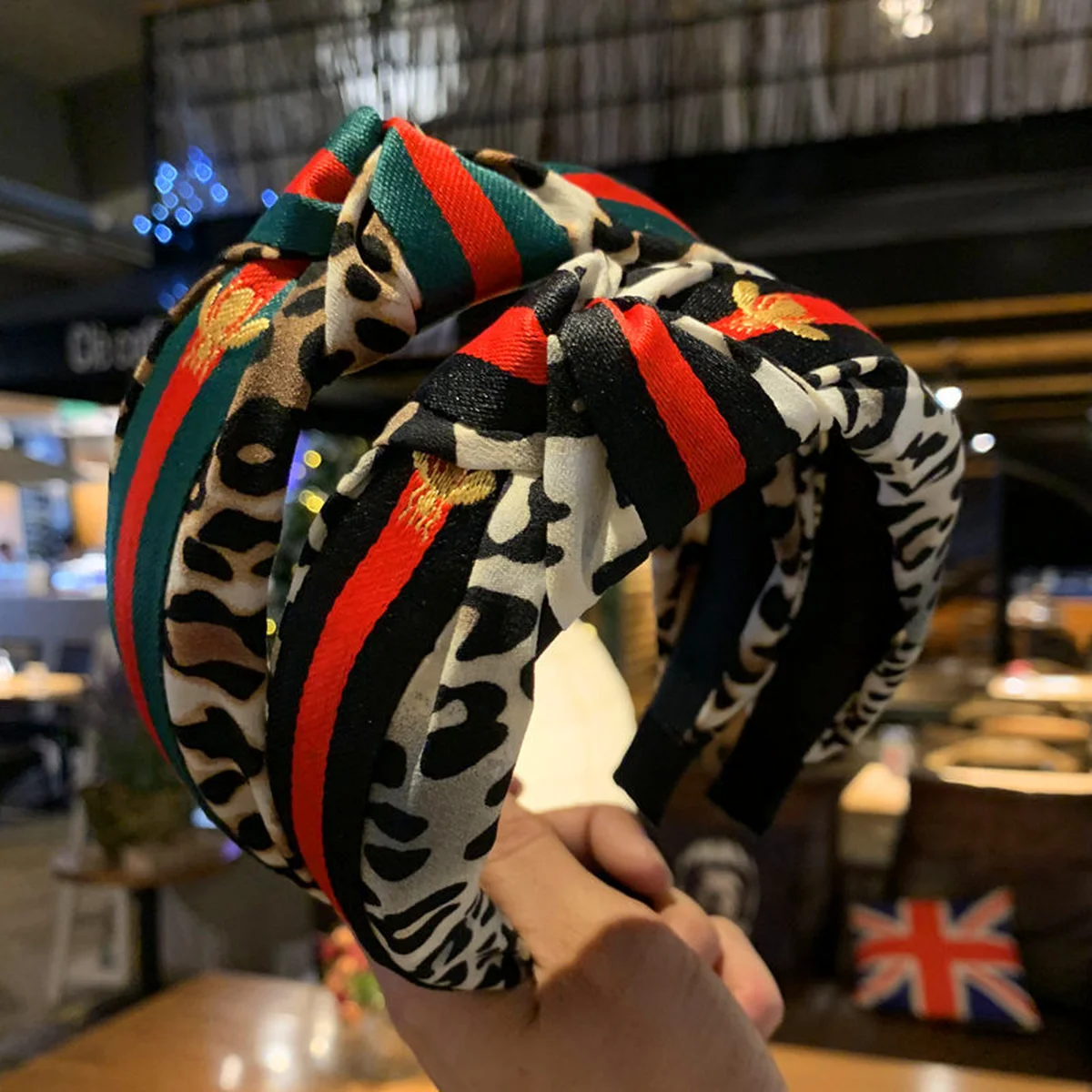 Леопардовая повязка Милая пчела вязаная на голову для женщин Мода INS корейские