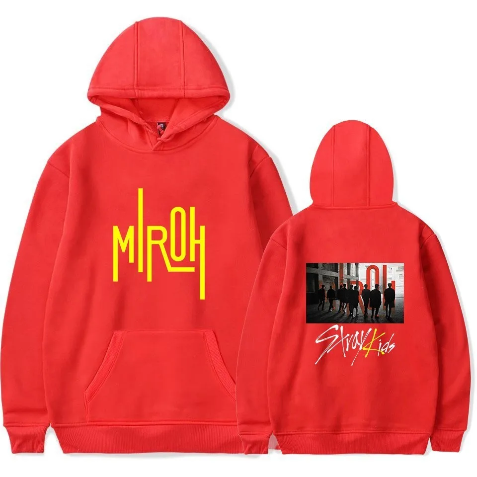 Stray kids Red 2 Kpop/Детские толстовки с капюшоном, пуловер в стиле хип-хоп, однотонные, розовые, черные, с капюшоном, толстовки с капюшоном для мужчин и женщин, свитшоты размера плюс, для девочек - Цвет: Stray kids Red 2