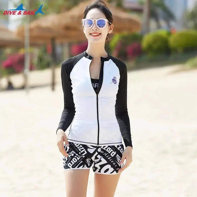 women 3 piece Комплект из 2-3 предметов для пары с длинными рукавами и застежкой-молнией UPF 50+ Солнцезащитная купальная рубашка, плавки, бюстгальтер, рашгарды для мужчин и женщин - Цвет: women 3 piece
