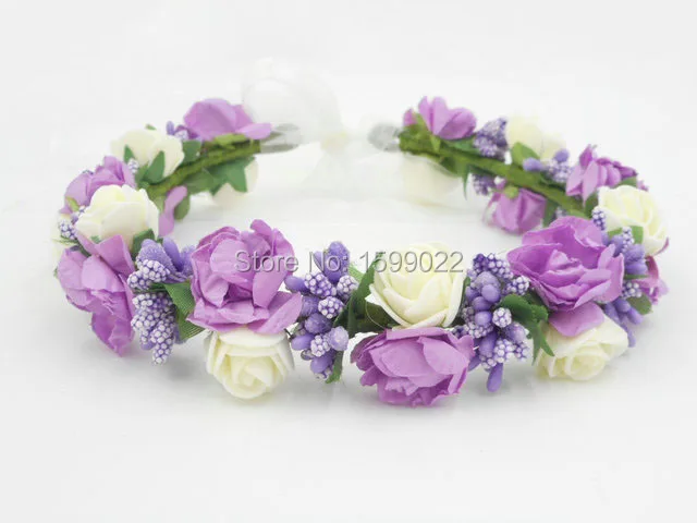 Фиолетовая бумажная пена роза цветок девочка корона для маленьких девочек Дети