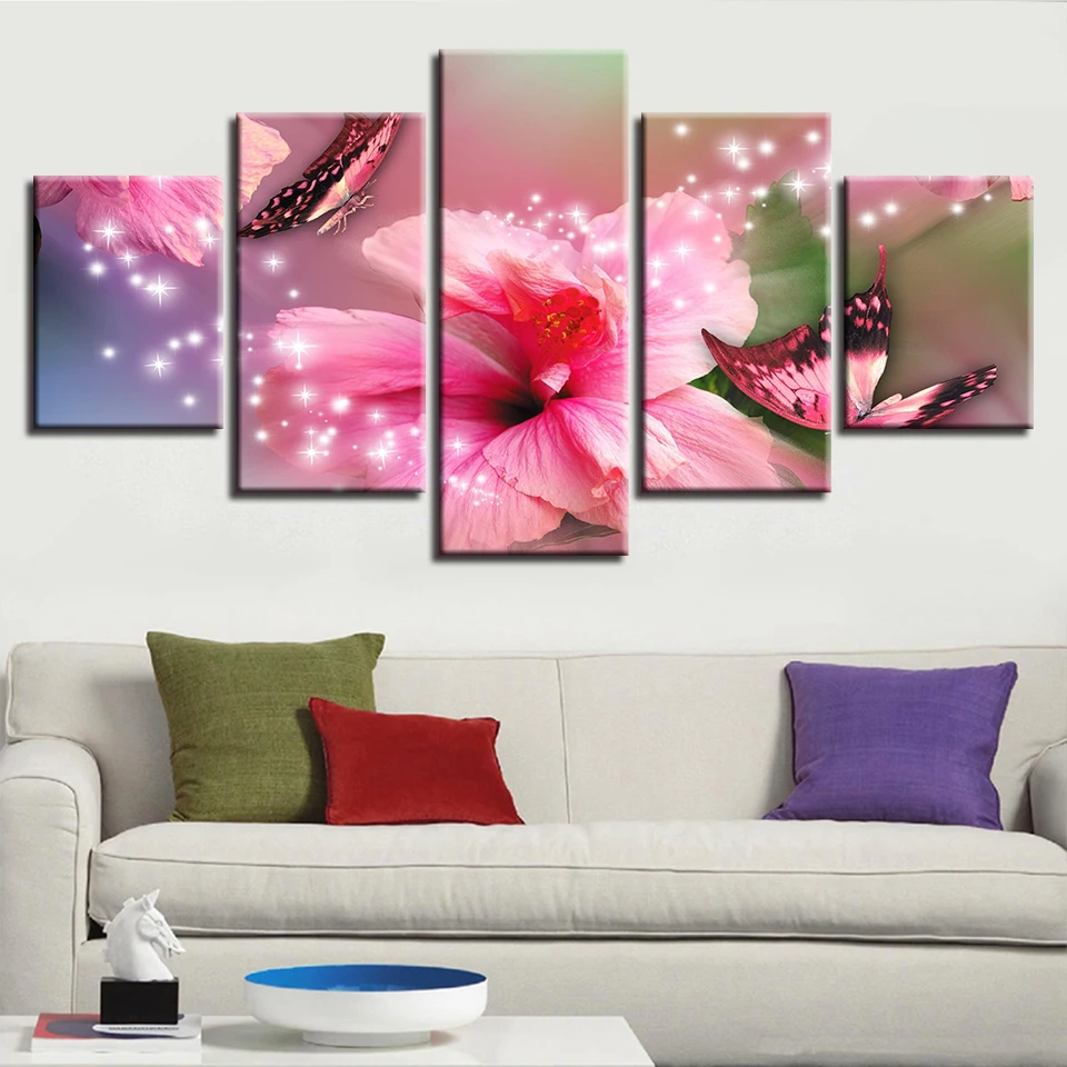 Модульная Картина Wall Art Украшение дома плакат цветок 5 шт. растений рамка Гостиная