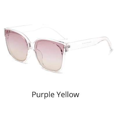 Purple Yellow Ralferty, негабаритные Квадратные Солнцезащитные очки для женщин,, роскошный бренд, модные, плоский верх, черные, прозрачные линзы, Gafas Shade, женские зеркальные очки W95022 - Цвет линз: Purple Yellow