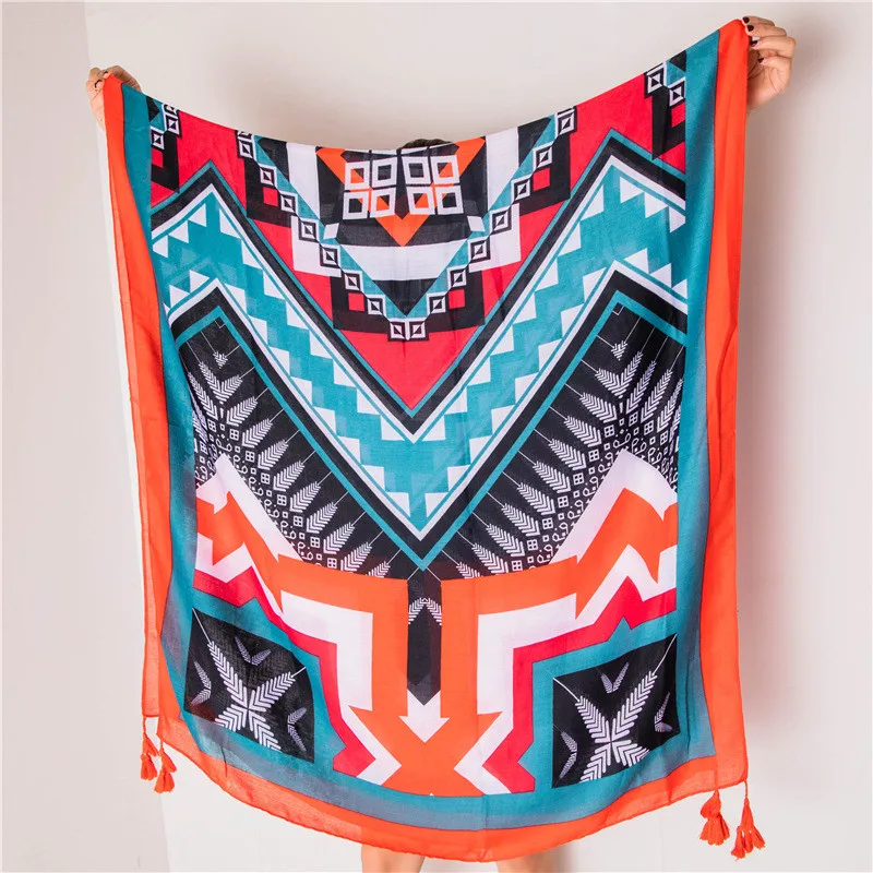 VISROVER летний шарф для женщин Boho kavii этнический Фламинго Шарф роскошный бренд хиджаб Тропический Принт шарф пляжный палантин