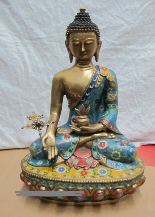 

Xd 001846 18 "Тибетский буддизм, бронзовый клуазоне бусина-травы доктор медицины Будда Шакьямуни Статуя