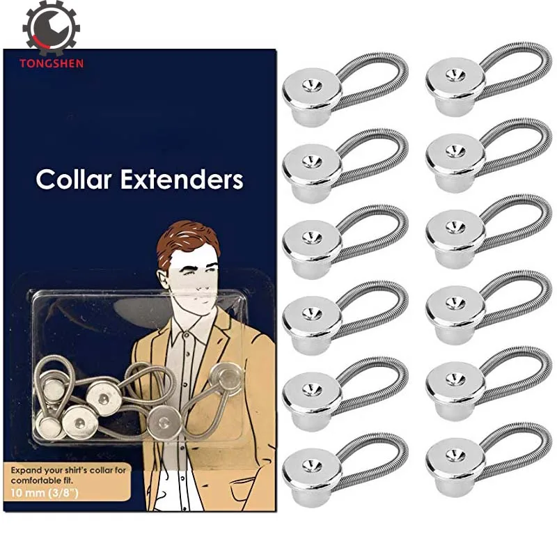 

15pcs 10mm Metal Collar Extenders Neck Extender Wonder Button for Expansion of Men Dress Shirts Coat Collars Pants