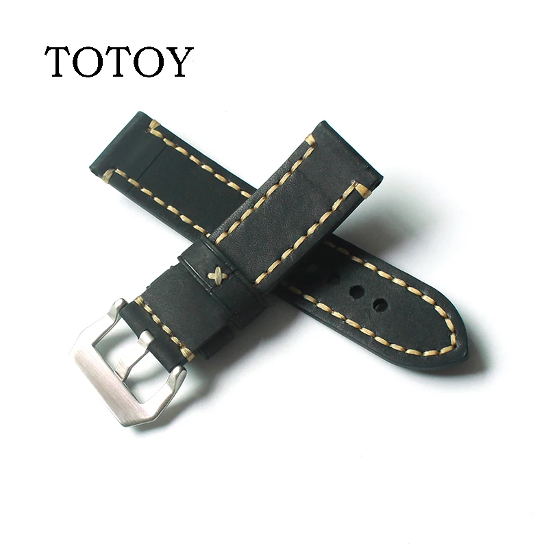 TOTOY for Panerai pam 18mm19mm21mm23mm 22mm 20mm 24mm 26MM leather strap Italian crazy horse retro men's | Наручные часы
