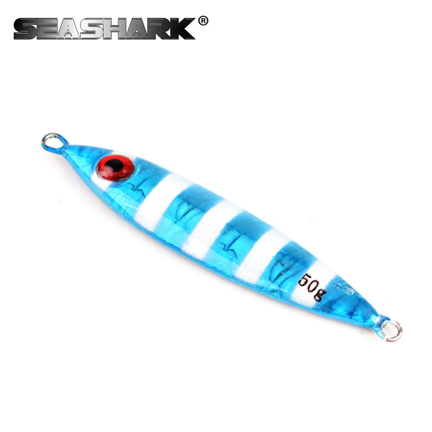 SEASHARK 30g 40g 50g 60g Metal Jigging Fishing Spoon Iron Plate Long shot Laser Luminous Lead Baits Sea Jig Lures | Спорт и