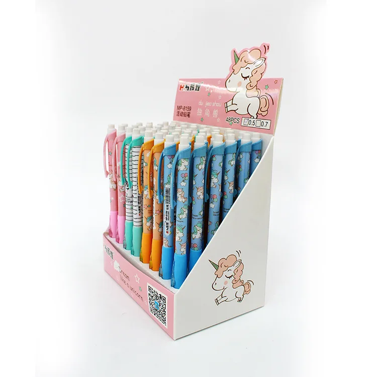 Карандаш автоматический с боковым прессом и единорогом 48 шт./лот | Канцтовары для