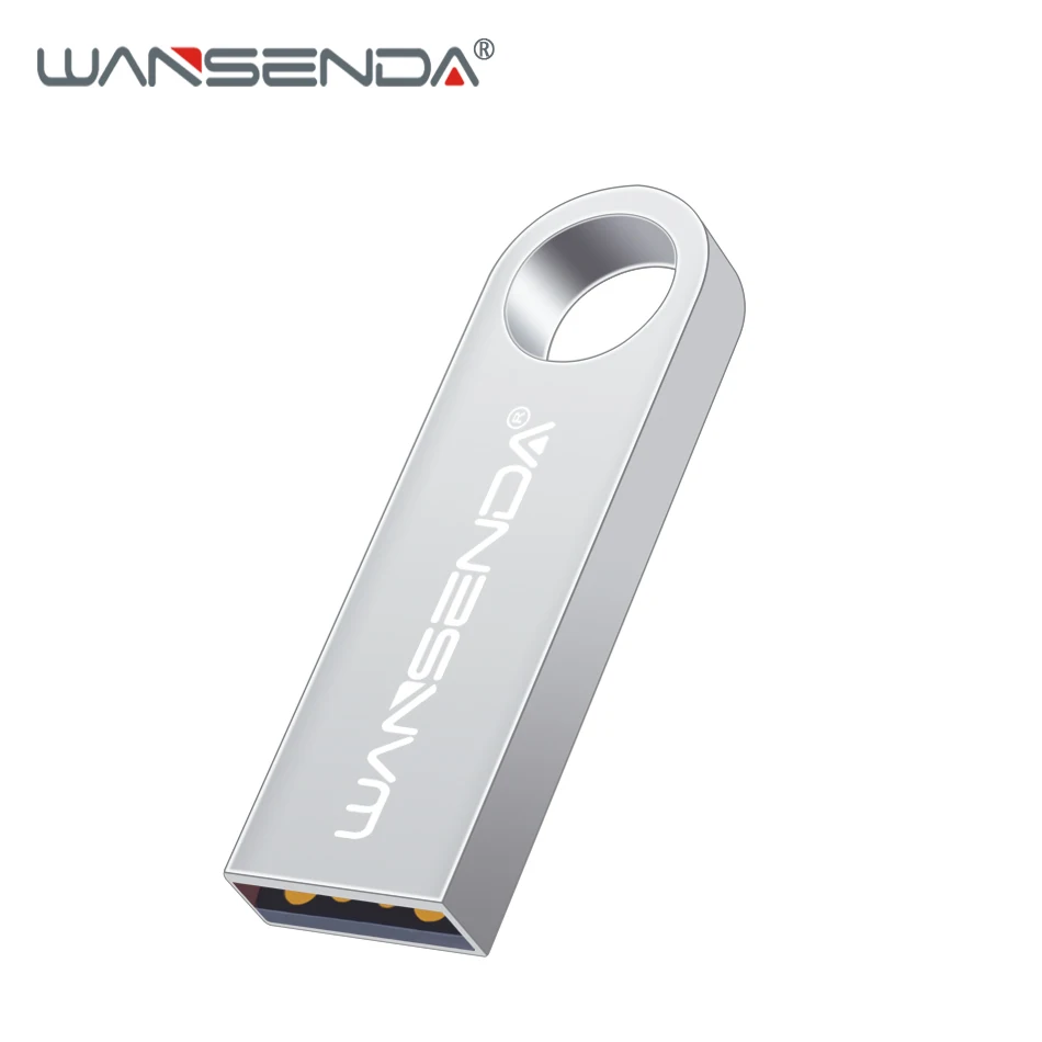 Silver Флэш-накопитель wansenda Flash Drive, 64 ГБ, металлическая ручка, 32 ГБ, 16 ГБ, 8 ГБ, 4 Гб, водонепроницаемая Флэшка, USB 2,0, карта памяти, флэш-диск - Цвет: Silver