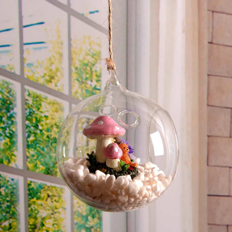 

27pcs/pack Diameter=12cm Middle Size Hanging Glass Globe Vase Home Decoration One Open Two Small Holes Terrarium Wedding Props