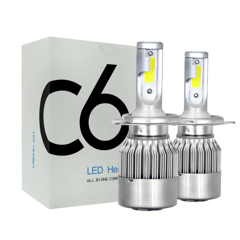 1 комплект Автомобильные светодиодные лампы H4 COB C6 H1 H3 H7 H8 H9 H11 9005 9006 HB3/4 Hir2 H13 9012 72 Вт