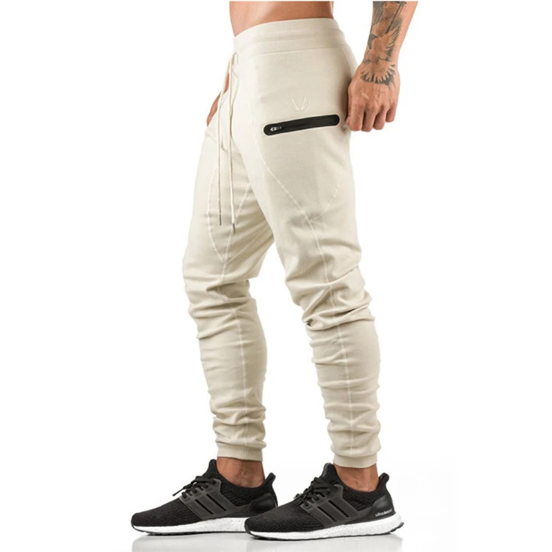 CK09 beige Брендовые мужские спортивные штаны для бега, повседневные спортивные штаны на молнии с карманом для занятий фитнесом, спортивные штаны для тренировок, обтягивающие спортивные штаны, брюки для бега - Цвет: CK09 beige