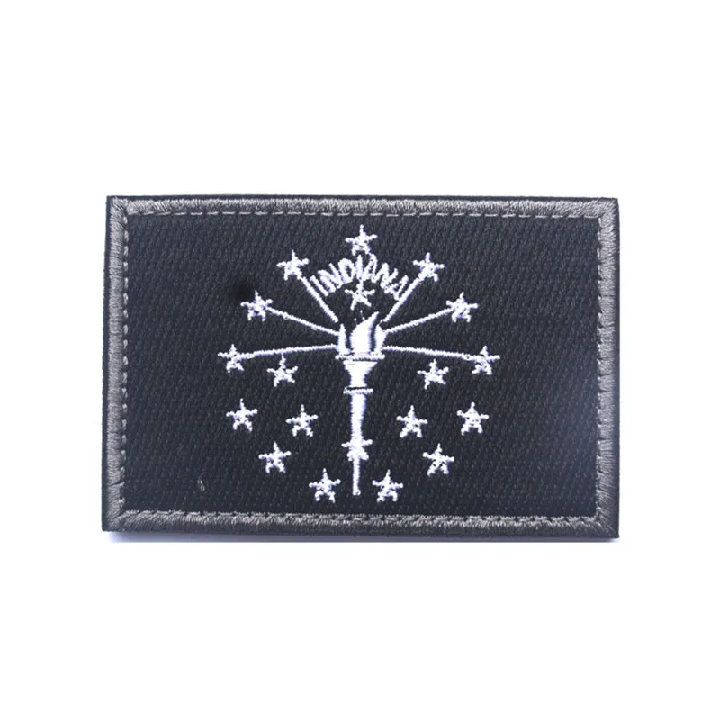 Indiana State Flag Tactical Morale Patch INDIANA FLAG Embroidered Badge High Qualiy Hook &amp Loop Decorative Clothing | Дом и сад