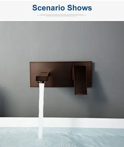 Bronze Bathroom Brass Wall Mounted Square Basin Faucet Single Handle Mixer Tap Hot& Cold Water Diverter Tap Modern Sink Faucet