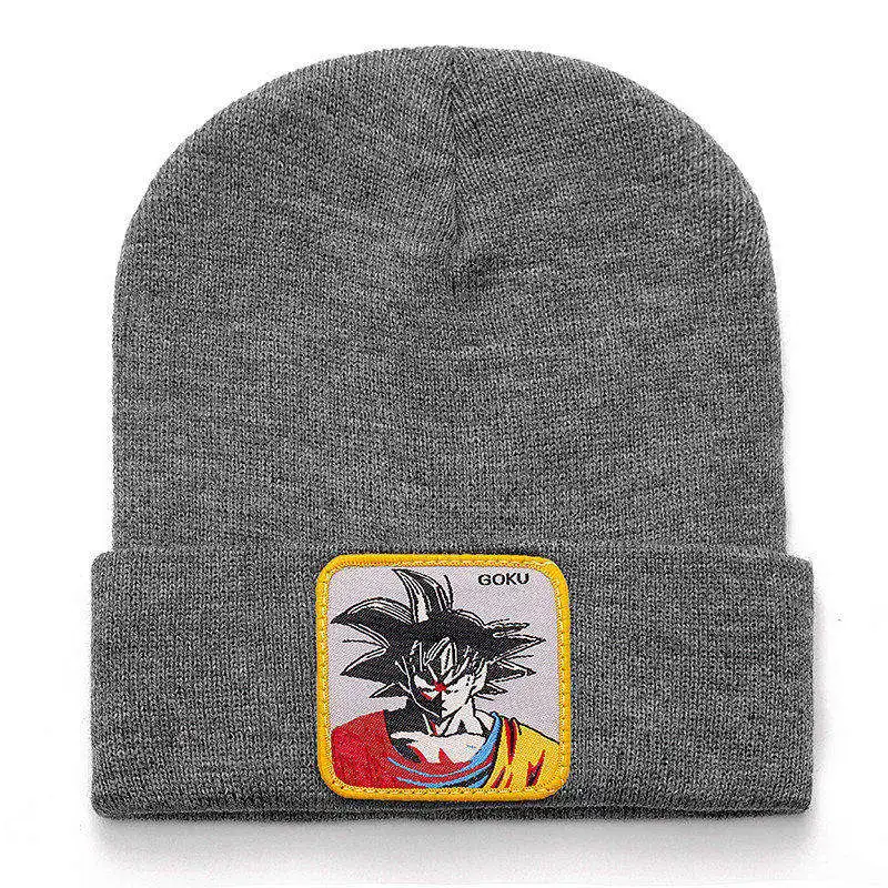 Goku Gray Новая Вязаная Шапочка с помпонами в виде дракона, шапка высокого качества, повседневные шапочки для мужчин и женщин, теплая вязаная зимняя шапка, модная однотонная Кепка в стиле унисекс - Цвет: Goku Gray