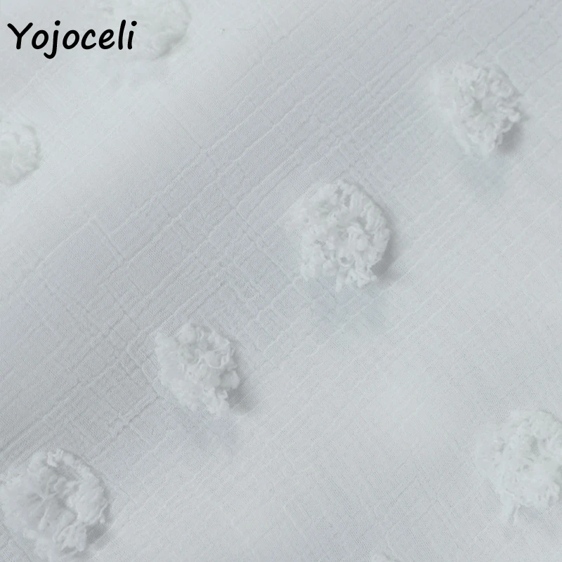 Yojoceli boho пляжное белое шифоновое жаккардовый в горошек платье женское мини с
