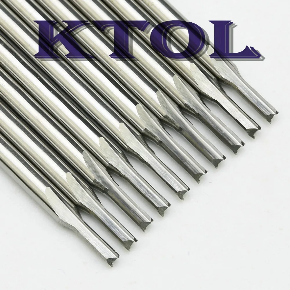 Акция 10 шт. 3.175x2x6MM две прямые стружечные канавки набор деревянных фрез прямой