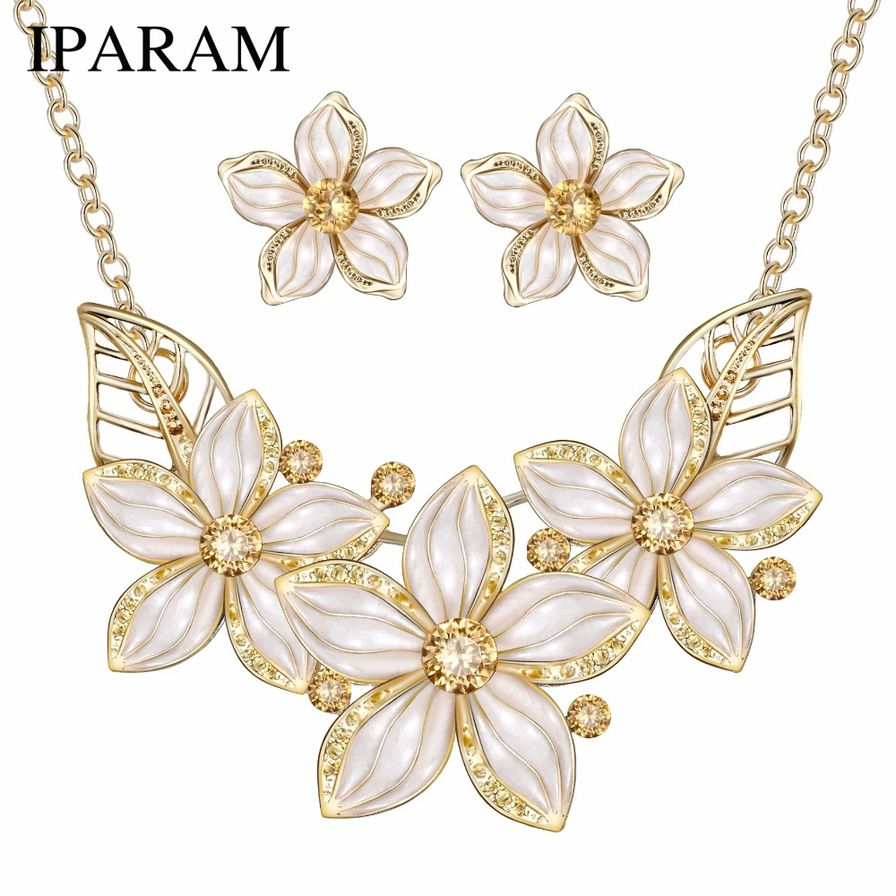 IPARAM новый комплект украшений ожерелье серьги для женщин женские вечерние с