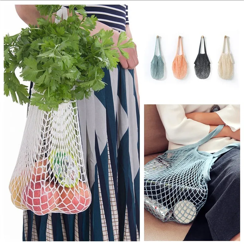 Сетчатая плетеная Сумка для покупок многоразовая Хлопковая тоут на ремне