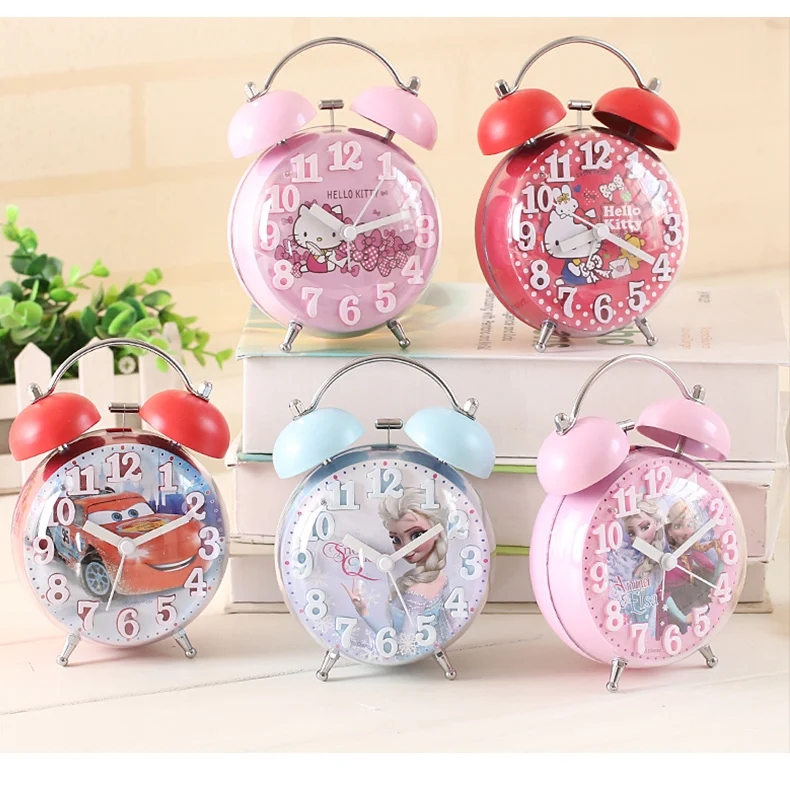Hello kitty узор Прекрасный Дети мультфильм девушка офис электронная сигнализация стол настенные часы студента немой прикроватный современный кольцо
