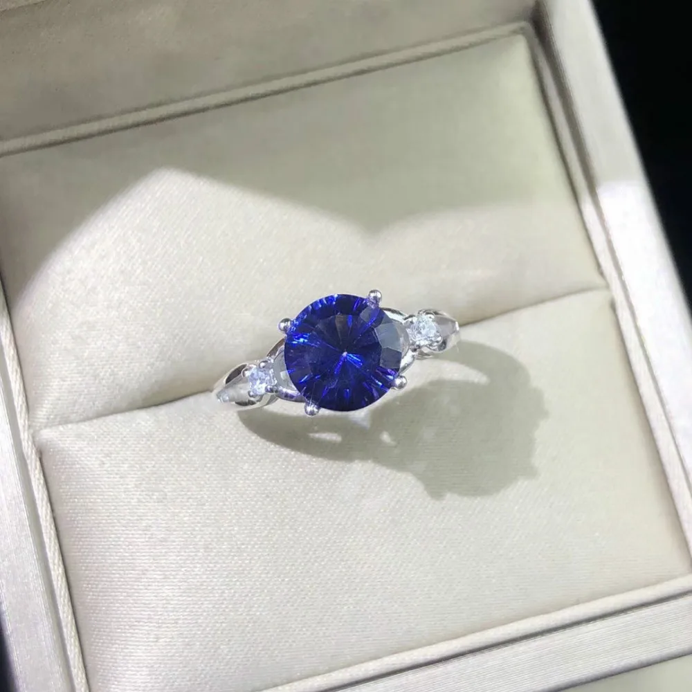 

Pink/ Tanzanite Color Topaz Gemstone Rings 925 Sterling Silver Woman Jewelry Rings Round Cut 8MM Wedding Rings