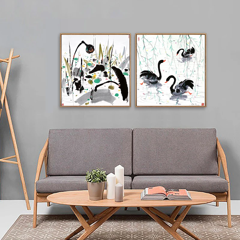 Современные абстрактные черно белые китайские картины чернилами на холсте минималистичный плакат печать