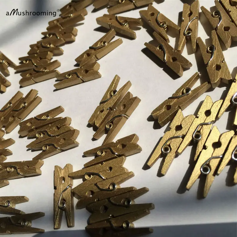 1000 оптовая продажа Детские прищепки для душа золотые Деревянные 1 дюйм