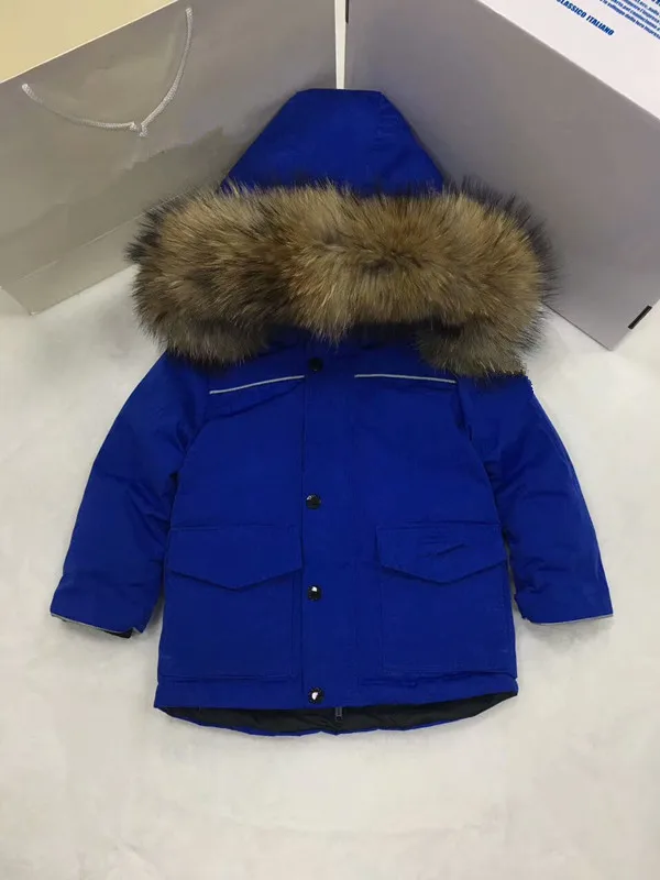 blue Г., зимняя куртка детские куртки-пуховики Высококачественная пуховая куртка для мальчиков и девочек, однотонная, для отдыха, 85 до 145 см - Цвет: blue