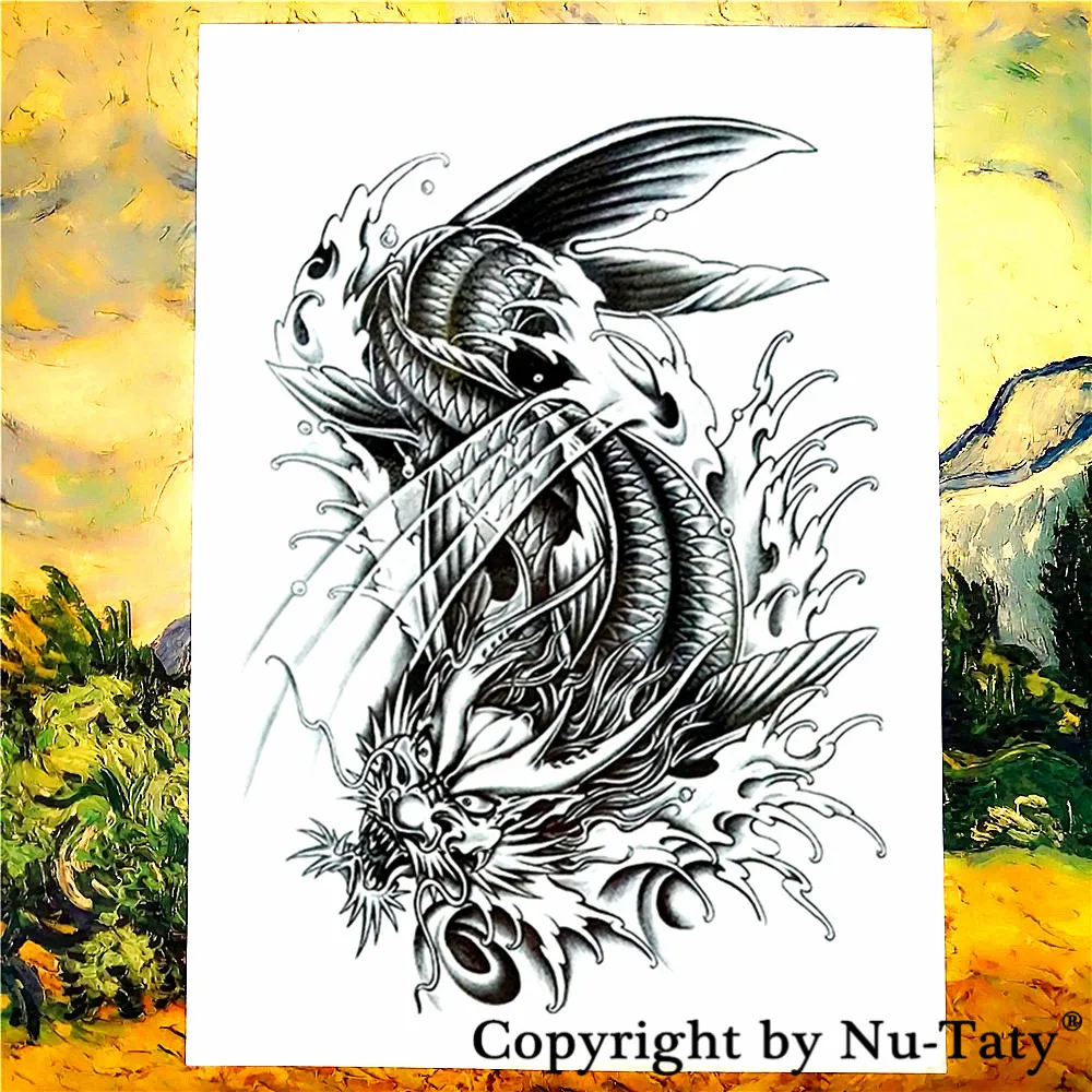 Черная Временная наклейка для татуировок SHNAPIGN водостойкая боди арта s 21*15 см