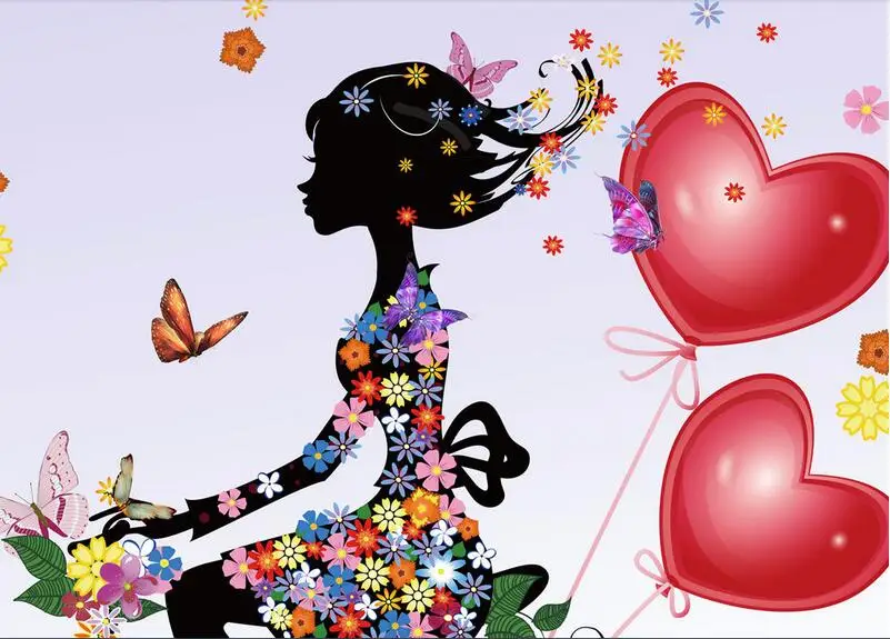 3d обои для комнаты на заказ фотообои с рисунком девушки бабочки мечты живопись