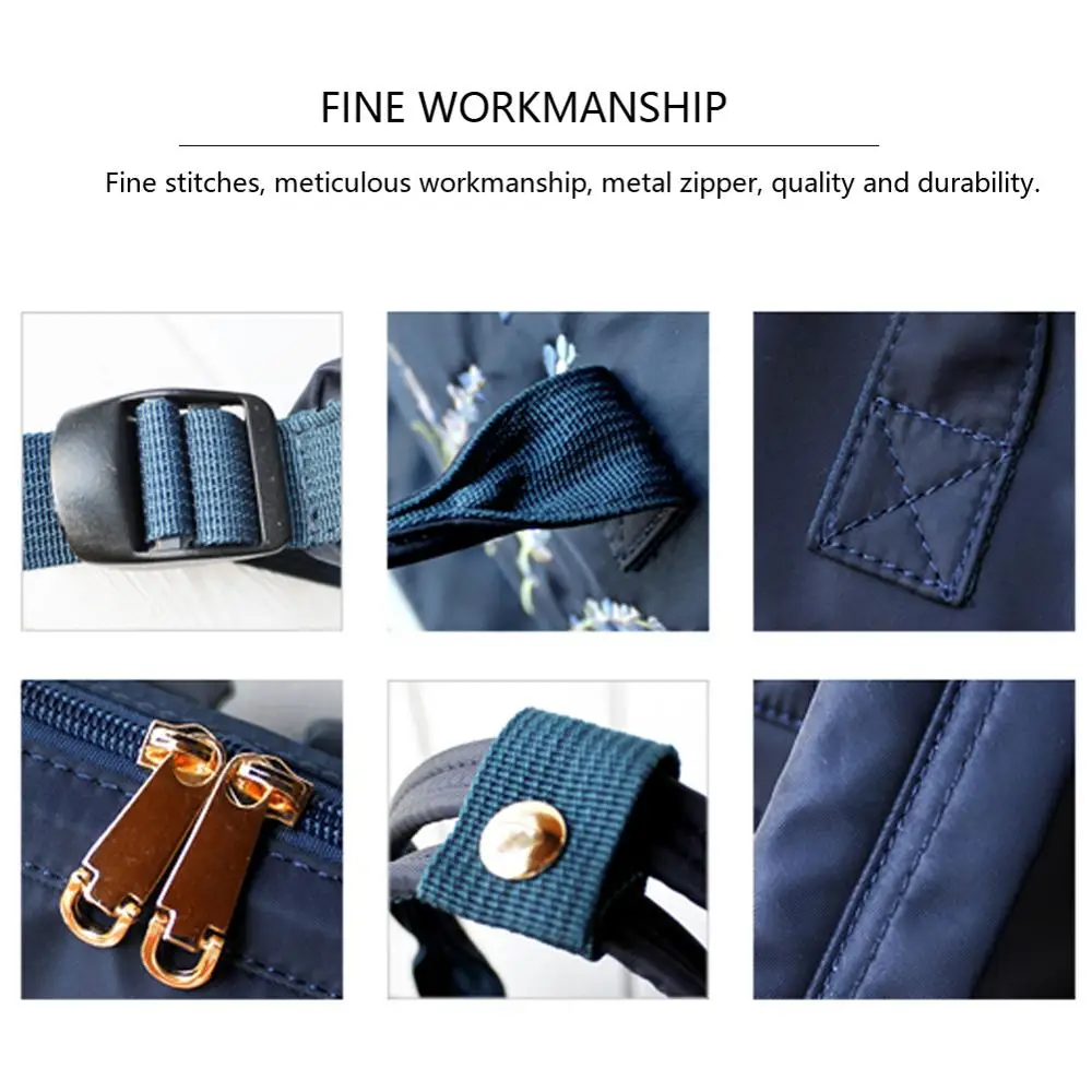 flower princess embroidery nylon women backpack water resist laptop bag college travel bagpack for girl daypack school backpack free global shipping