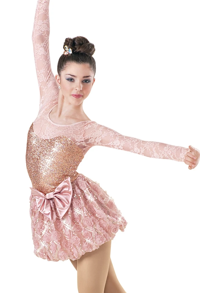 

Children's Ballet Costume lace sequins long sleeve dance stage costume
