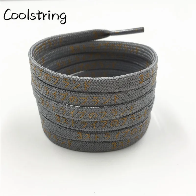 Coolstring крутые 7 мм Печатные Hiragana японские Катакана буквы шнурки для обуви Шелкография шнурки черный красный шнурок золотого цвета латчета