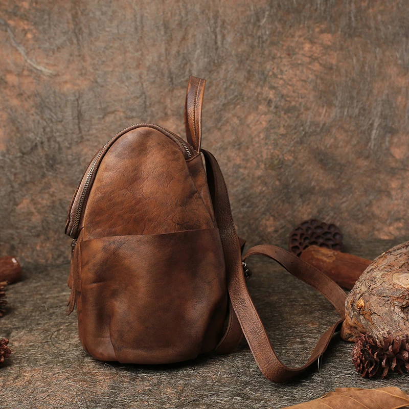 Top Grain Cow Leather Women Backpack 2019 Summer Travel Men Knapsack Bags Handmade Genuine Unisex Back Pack Lady | Багаж и сумки